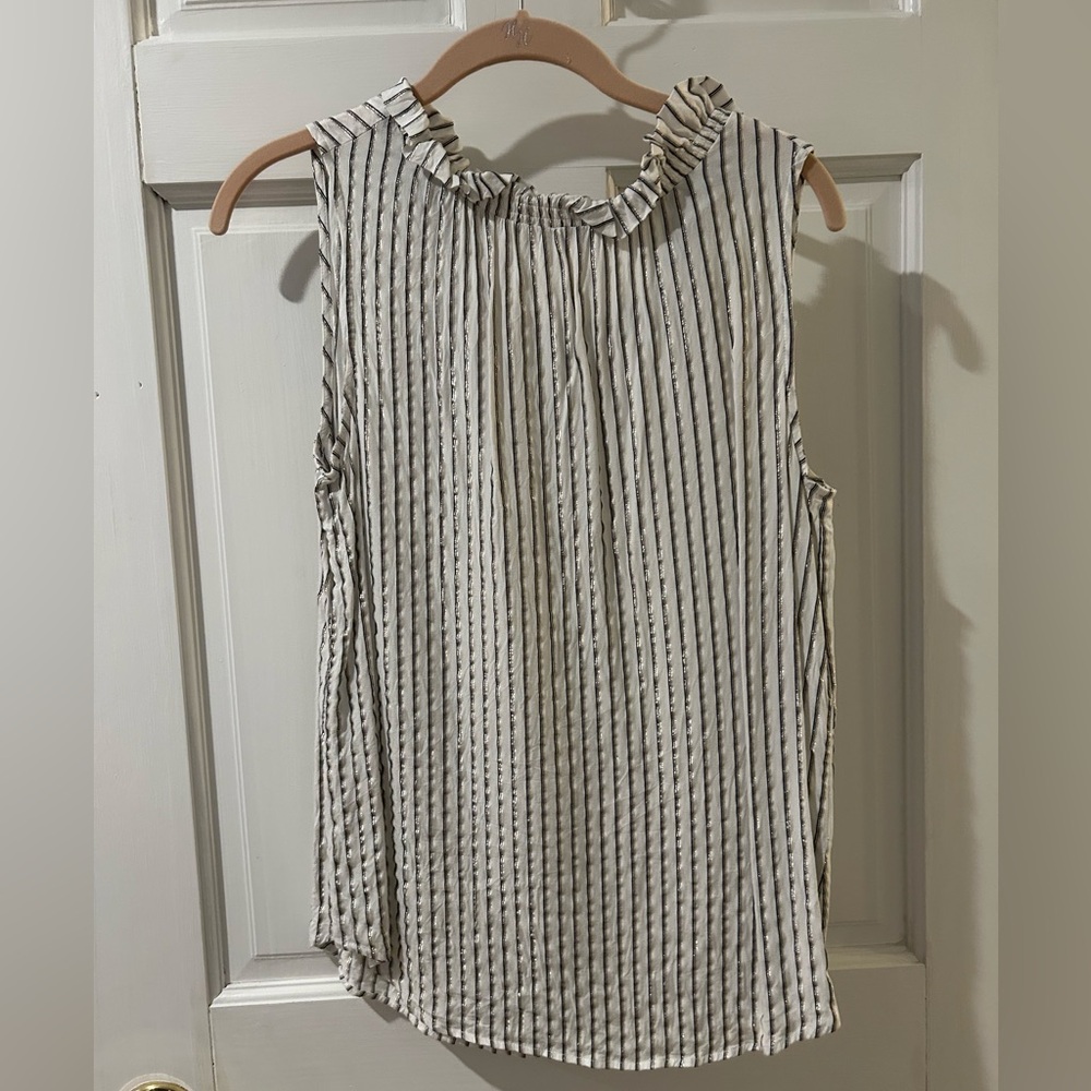 Banana Republic Navy, Gold, and White Striped Blouse